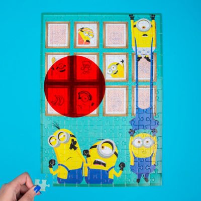 Fizz Creations Minions Mystery Jigsaw Puzzle with hand