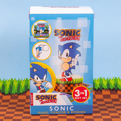 Fizz Creations Sonic Glass Coaster Keyring Set Front